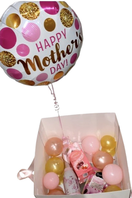 Foil Balloon in a box with Wine and Chocolates