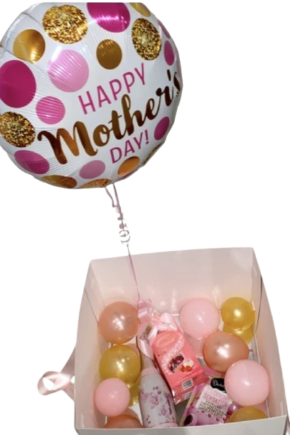 Foil Balloon in a box with Wine and Chocolates