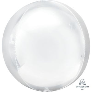 WHITE Orbz Balloon 40cm (16") - Helium Filled