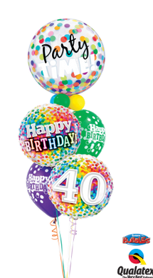 40th Birthday Confetti Bubble Staggered