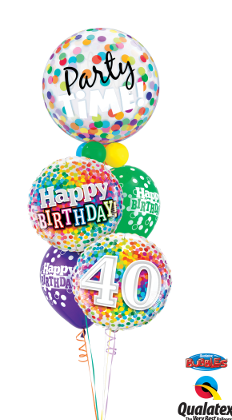 40th Birthday Confetti Bubble Staggered