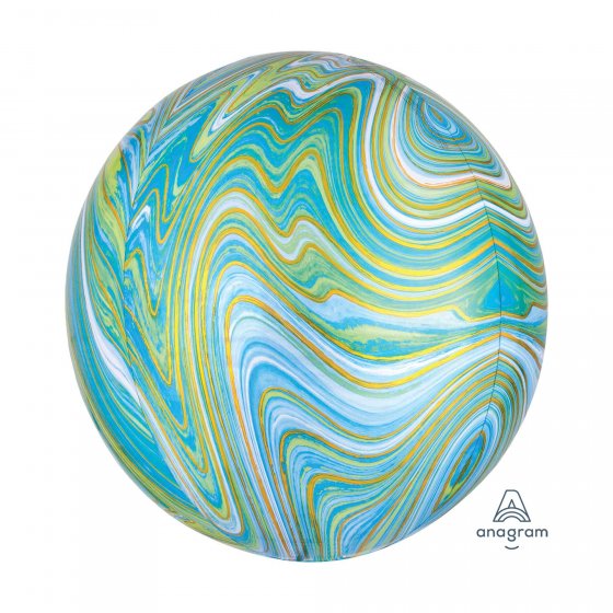 BLUE GREEN Marblez Orbz Balloon - Helium Filled